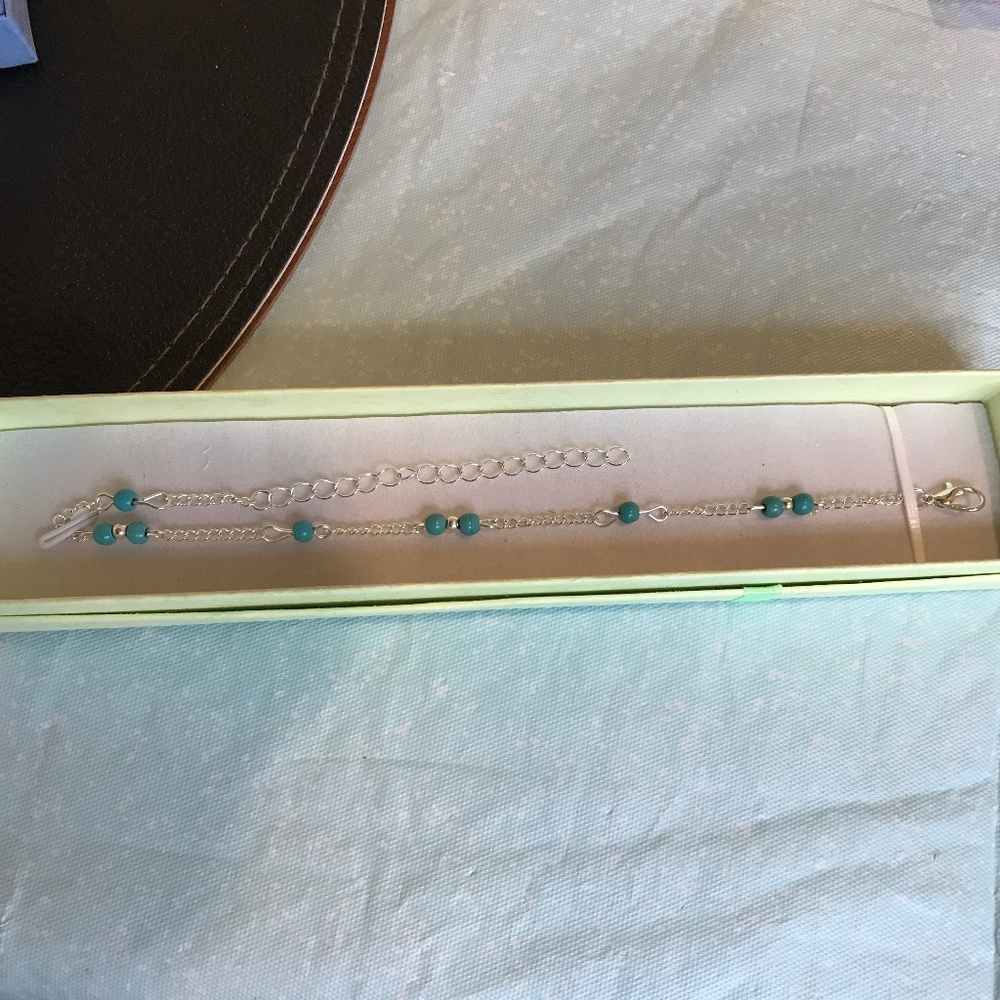 Silver  turquoise anklet